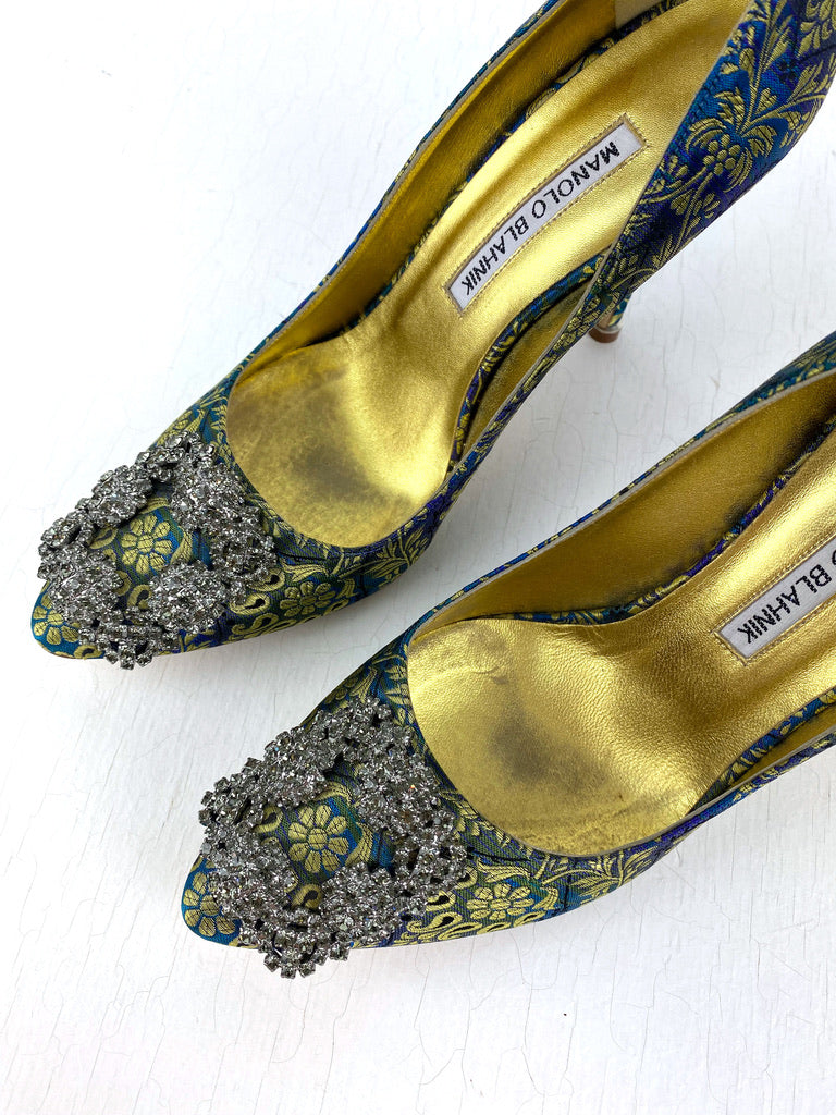 Monolo Blahnik Satin pumps/stiletter. Str. 36,5 - (Nypris ca 7.000 kr)