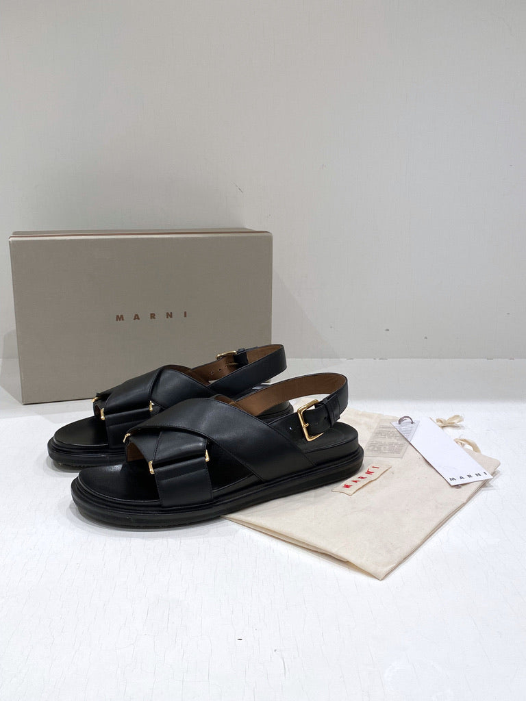 Marni Fussbett Sandaler - Str 41 - Sort - (Nypris 4.400 kr/ 590 Euro)