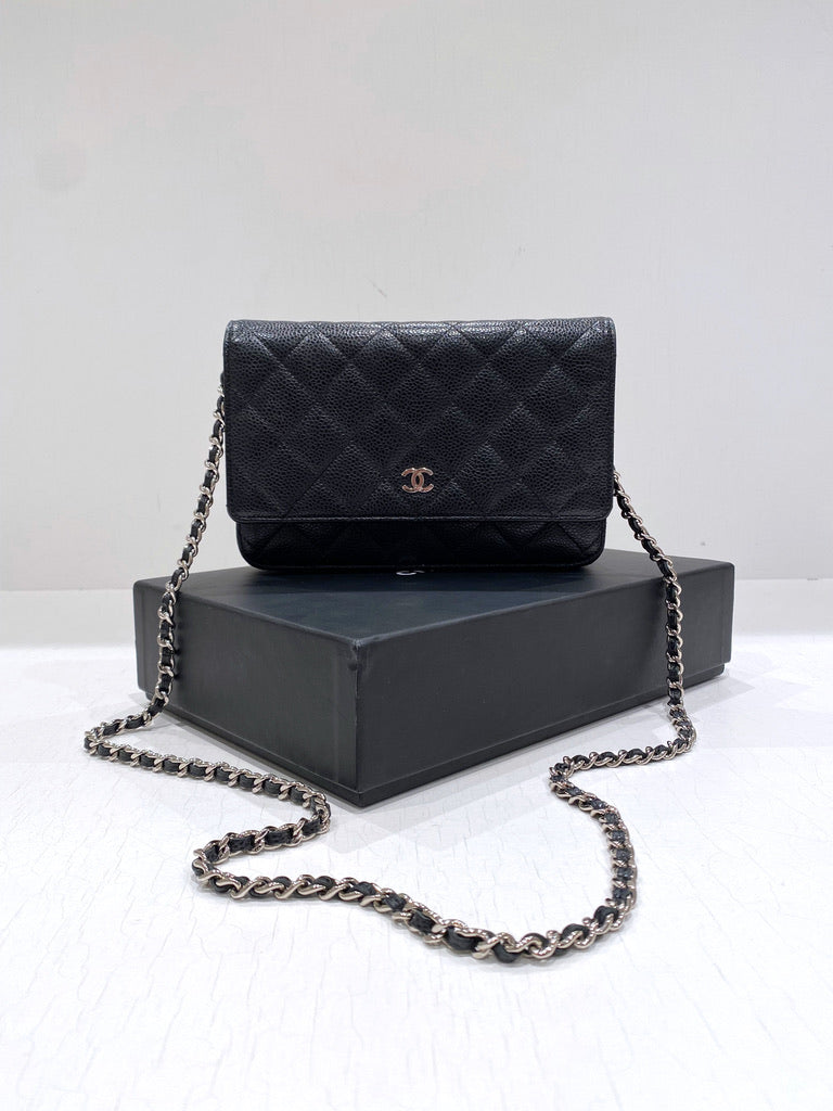 Chanel Wallet On Chain - Caviar Med Sølvhardware - (Nypris 25.040 kr)