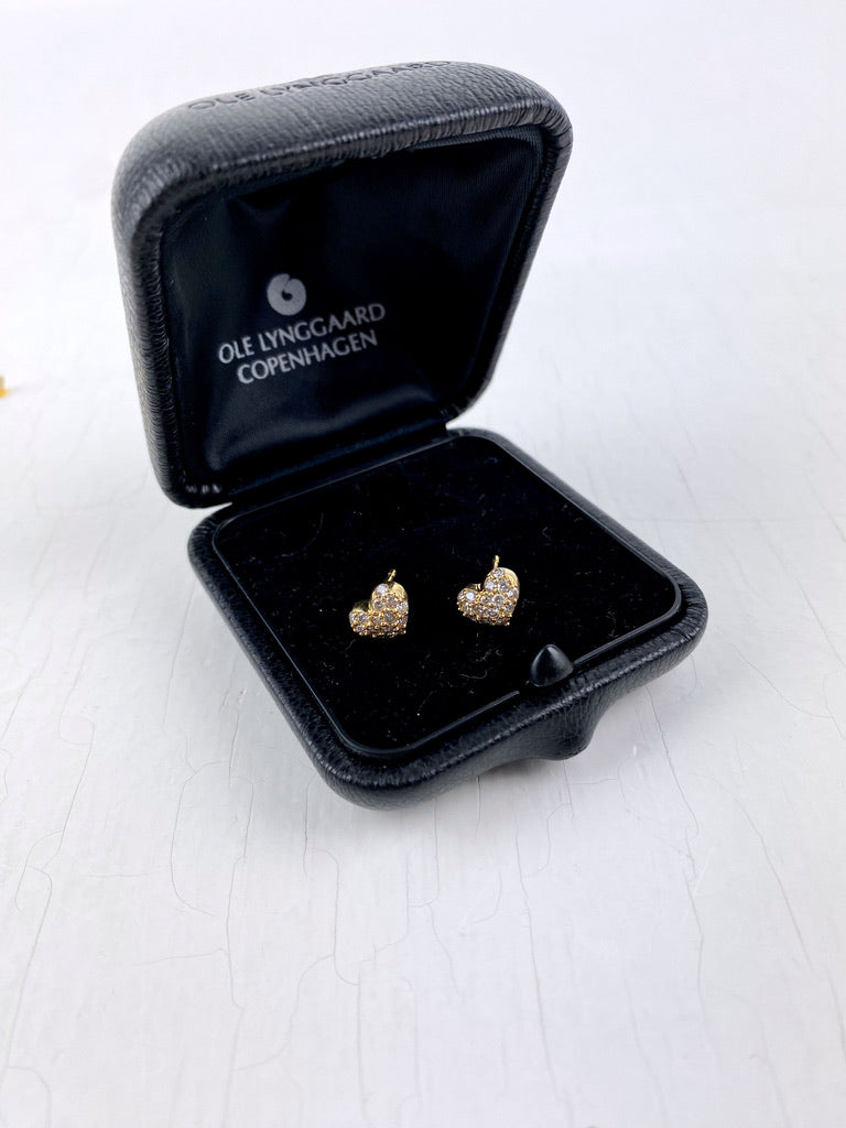 Ole Lynggaard Heart Ørestikker - 18 Karat guld Med Diamanter ( De store)