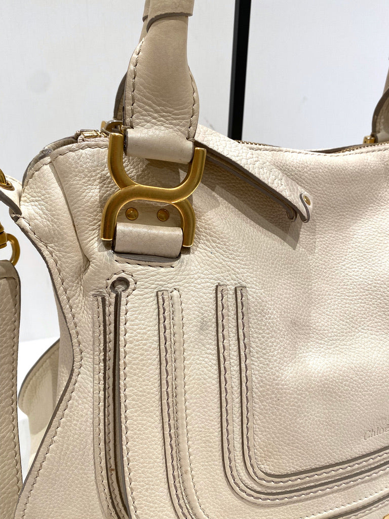 Chloé Marcie Medium Bag/Taske - Cremefarvet med guldhardware - (Nypris ca 14.000 kr)
