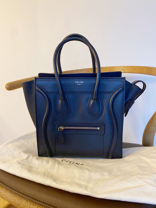 Celine Micro Luggage Handbag/Taske - Mørkeblå/Navy Blue - (Nypris 21.500 kr)