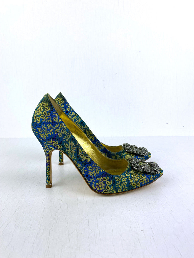 Monolo Blahnik Satin pumps/stiletter. Str. 36,5 - (Nypris ca 7.000 kr)