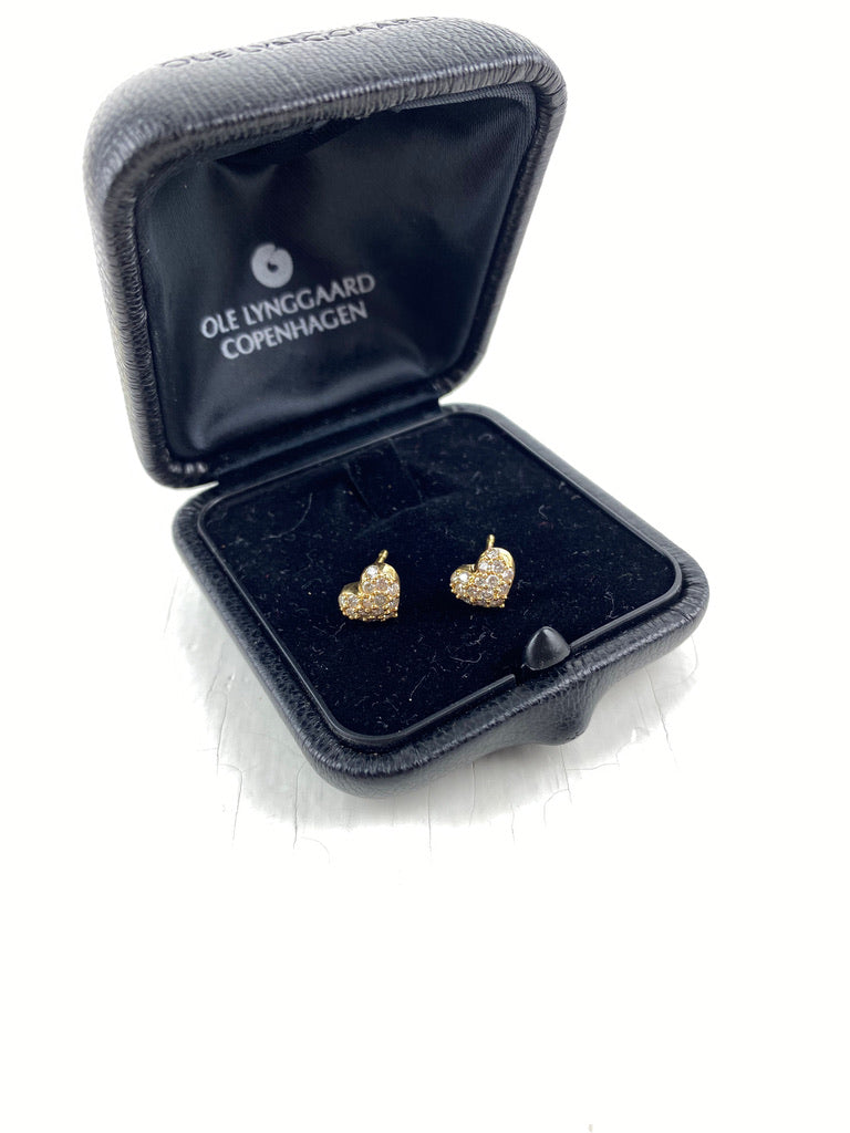 Ole Lynggaard Heart Ørestikker - 18 Karat guld Med Diamanter ( De store)