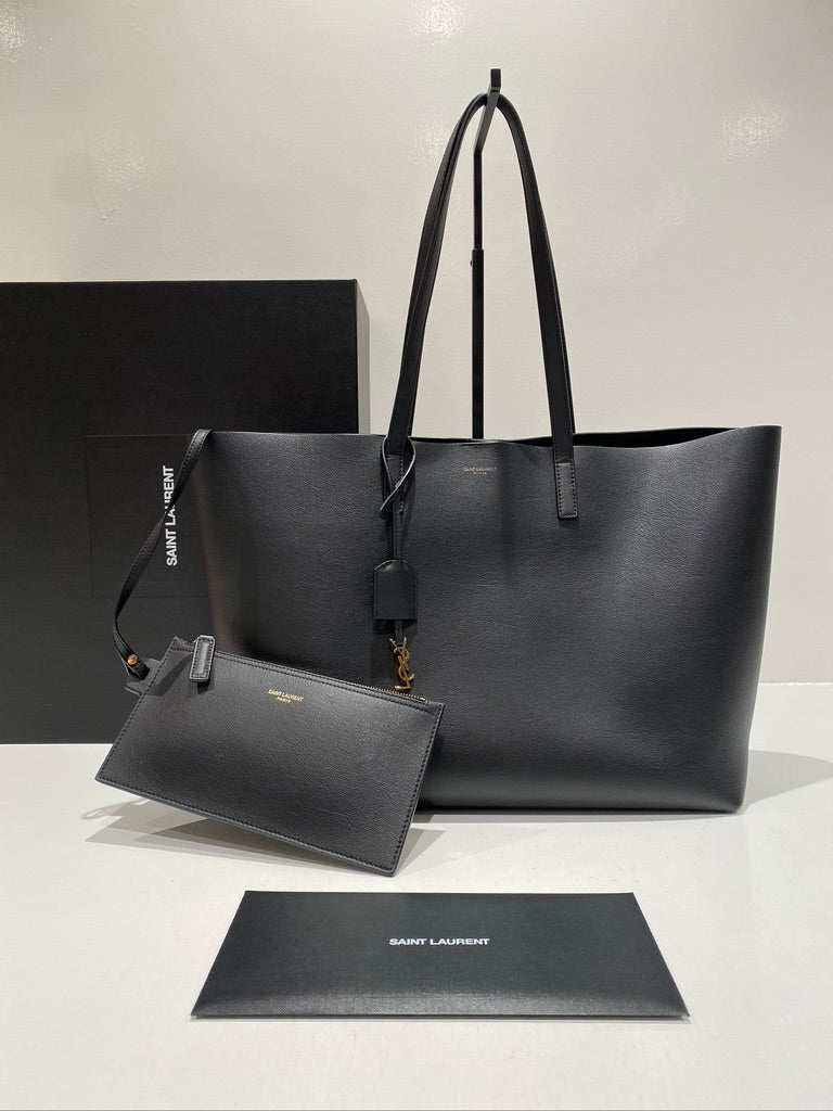Saint Laurent East/West Shopping Tote i sort læder - (Nypris 1250 Euro/ca 9.340kr)
