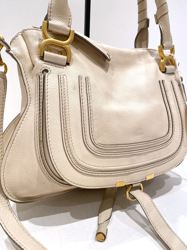 Chloé Marcie Medium Bag/Taske - Cremefarvet med guldhardware - (Nypris ca 14.000 kr)