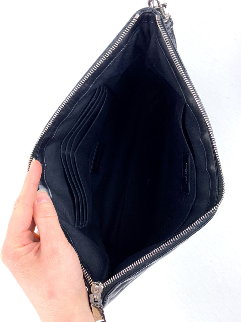 Saint Laurent Stor Clutch - Sort Med Sølvhardware -