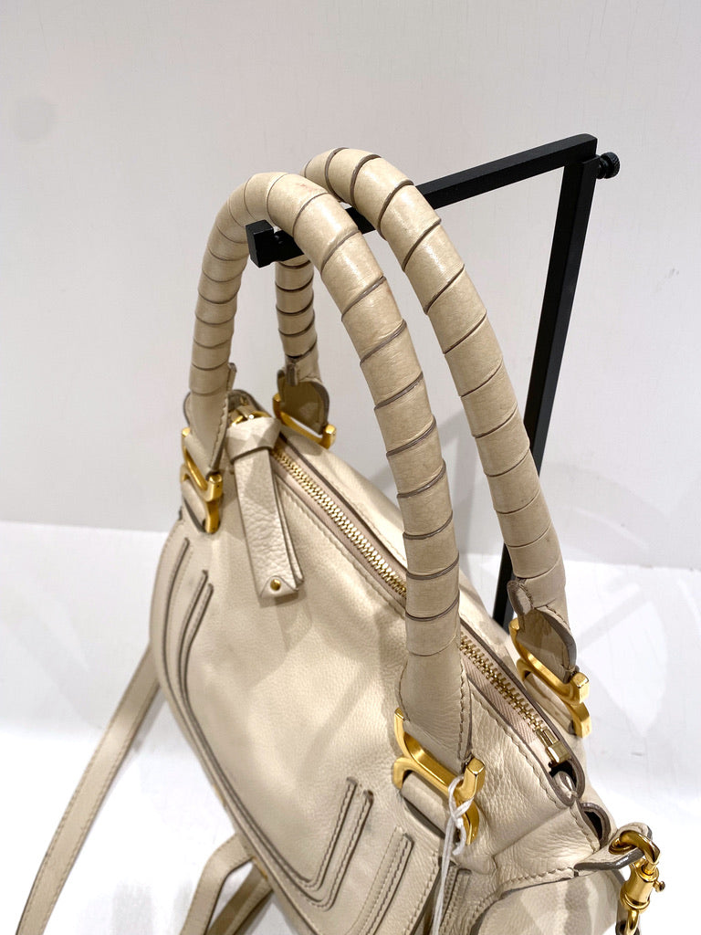 Chloé Marcie Medium Bag/Taske - Cremefarvet med guldhardware - (Nypris ca 14.000 kr)