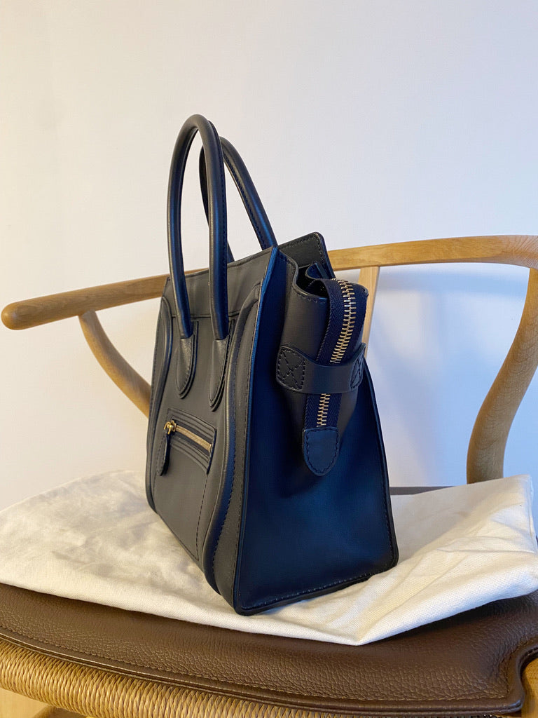 Celine Micro Luggage Handbag/Taske - Mørkeblå/Navy Blue - (Nypris 21.500 kr)