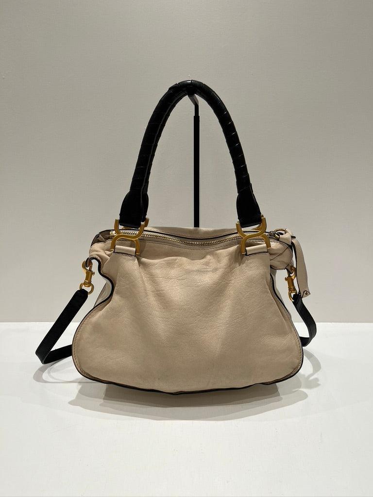 Chloé Marcie Bag/Taske - Cremefarvet med guldhardware - (Nypris ca 17.000 kr/2.295 Dollar)