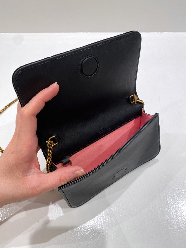 Gucci Marmont Super Mini Taske - Velour Sort.