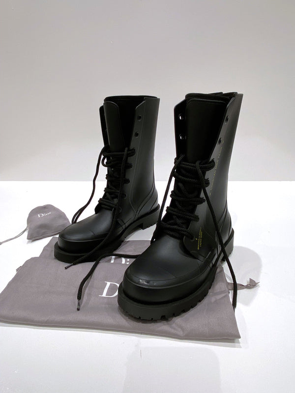 Dior Wellington Rubber Black Boots - Str 39