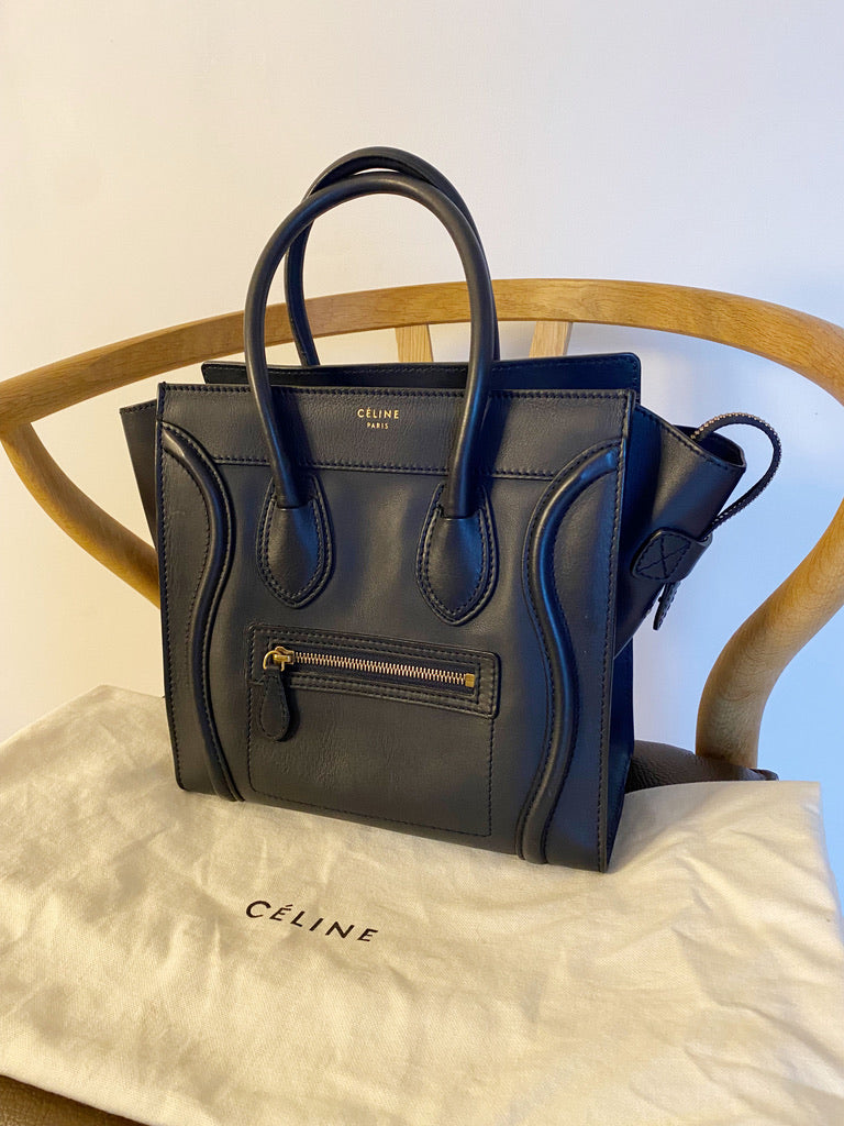 Celine Micro Luggage Handbag/Taske - Mørkeblå/Navy Blue - (Nypris 21.500 kr)