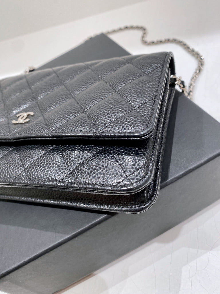Chanel Wallet On Chain - Caviar Med Sølvhardware - (Nypris 25.040 kr)