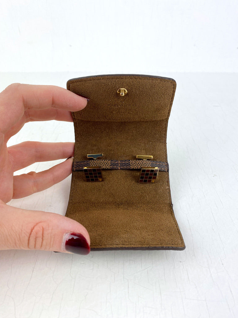 Lopuis Vuitton Manchetknapper Inkl. Damier Etui
