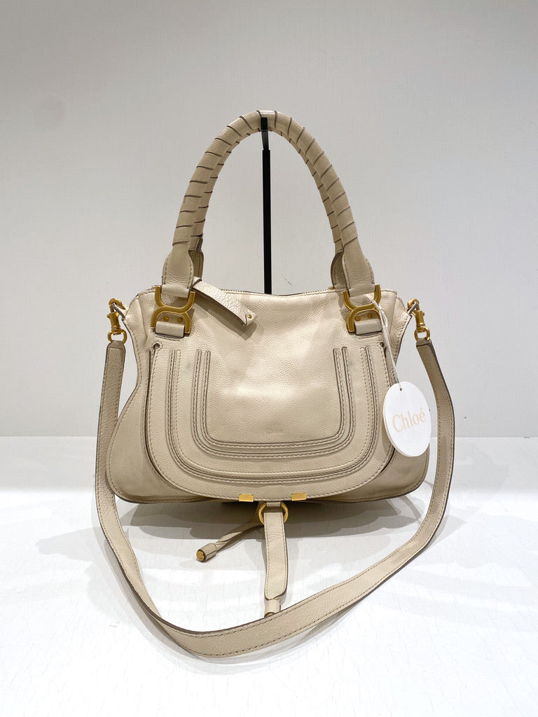 Chloé Marcie Medium Bag/Taske - Cremefarvet med guldhardware - (Nypris ca 14.000 kr)