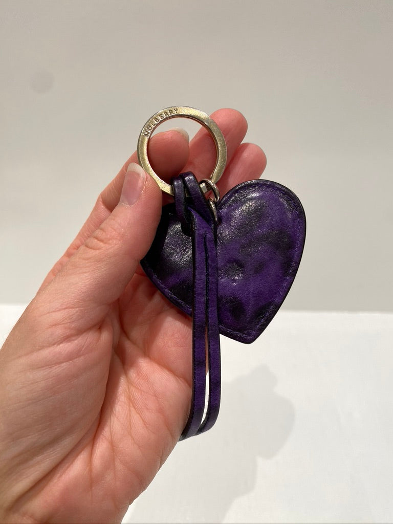 Mulberry Taskesmykke/ Nøglering - Lilla Hjerte