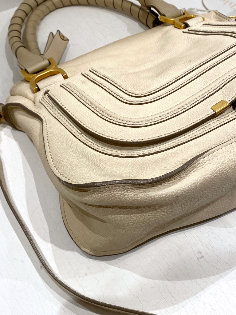 Chloé Marcie Medium Bag/Taske - Cremefarvet med guldhardware - (Nypris ca 14.000 kr)