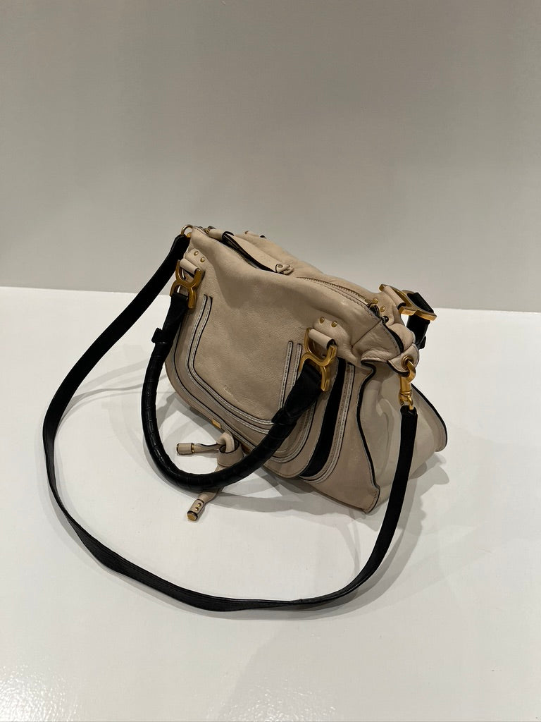 Chloé Marcie Bag/Taske - Cremefarvet med guldhardware - (Nypris ca 17.000 kr/2.295 Dollar)