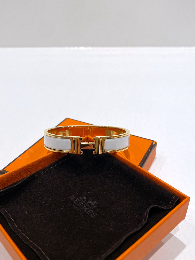 Hermes Armbånd  Str GM. (Det Store) - Hvidt - (Nypris 5.400 Kr)