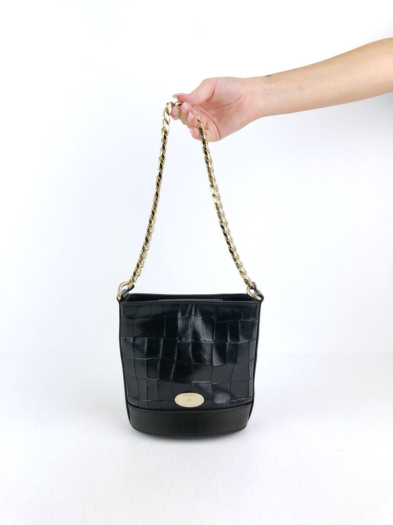 Mulberry Mini Jamie Croc Bucket Bag Sort KikiLea Collection Kob og salg af luksus secondhand vare