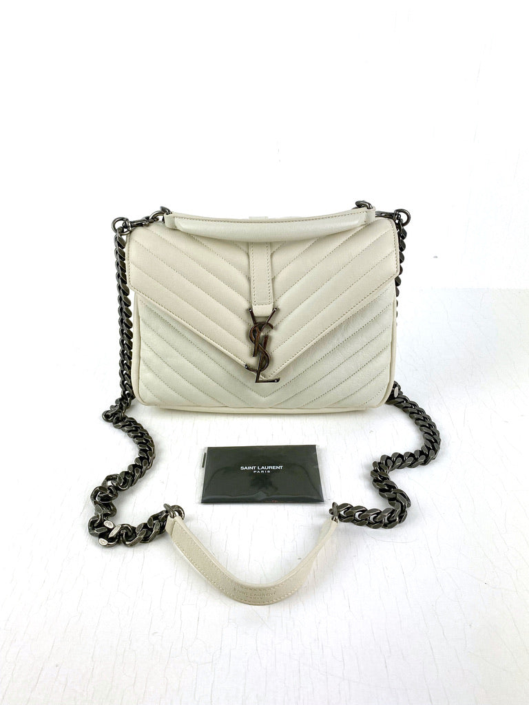 Saint Laurent Medium College Bag - White - (Nypris ca 16.500 kr)