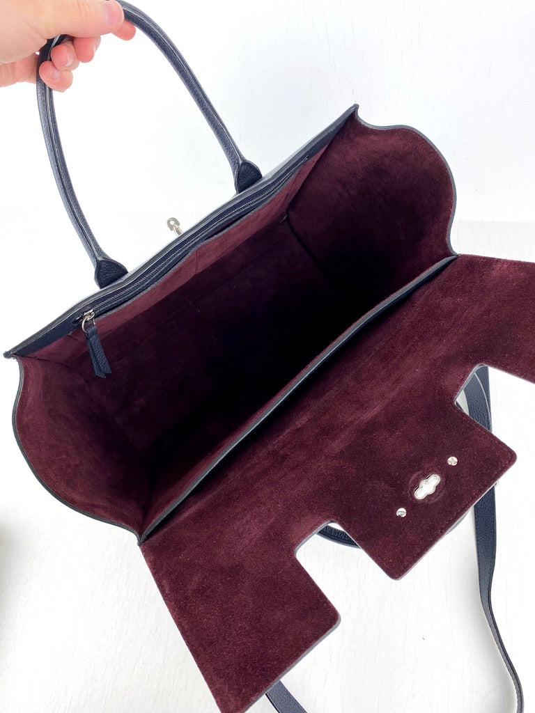 Mulberry Bayswater Bag - Mørkeblå Med Sølvhardware