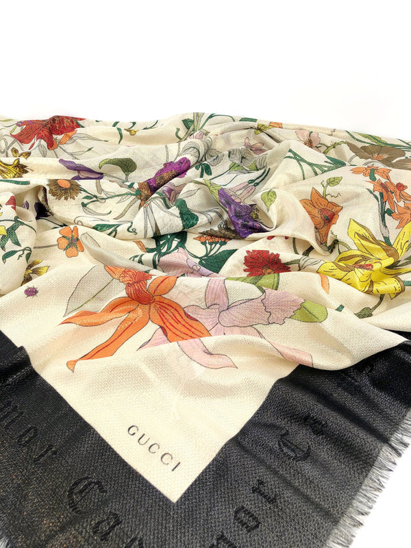Gucci Ekstra Stort Tørklæde - Flora