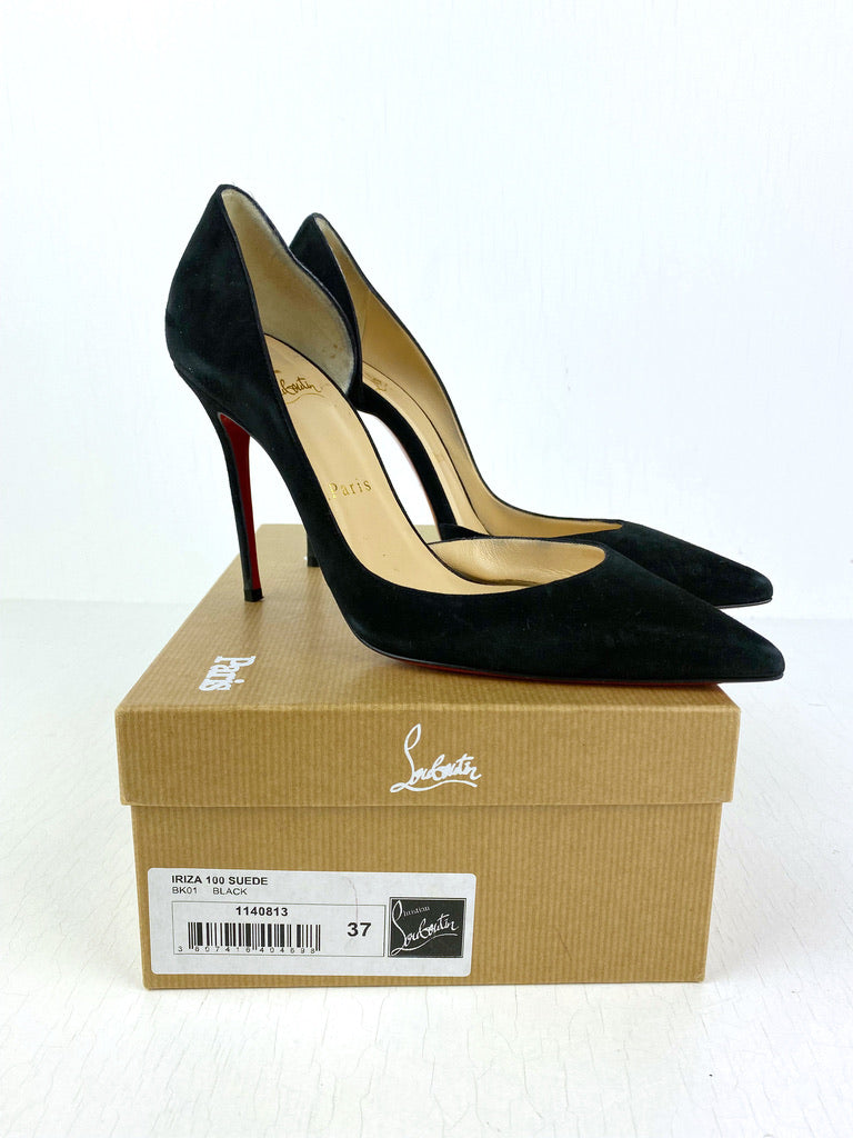 Christian Louboutin Iriza 100 Suede Black  - Stiletter - Str 37