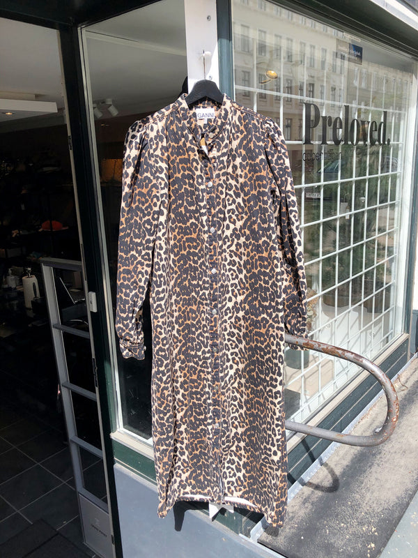 Ganni Leopard Cowboy Kjole - Str 36/S