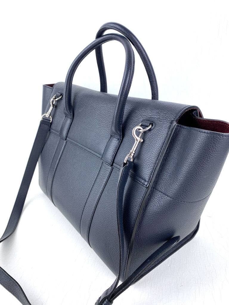 Mulberry Bayswater Bag - Mørkeblå Med Sølvhardware