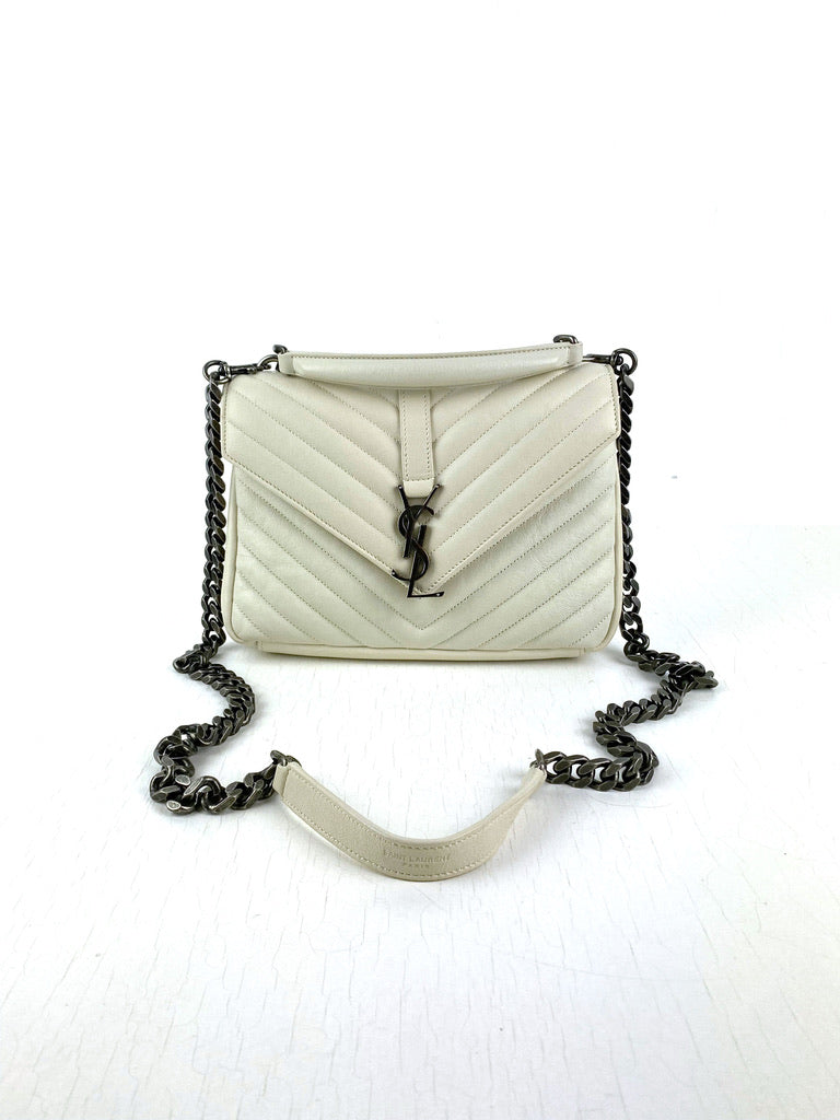 Saint Laurent Medium College Bag - White - (Nypris ca 16.500 kr)