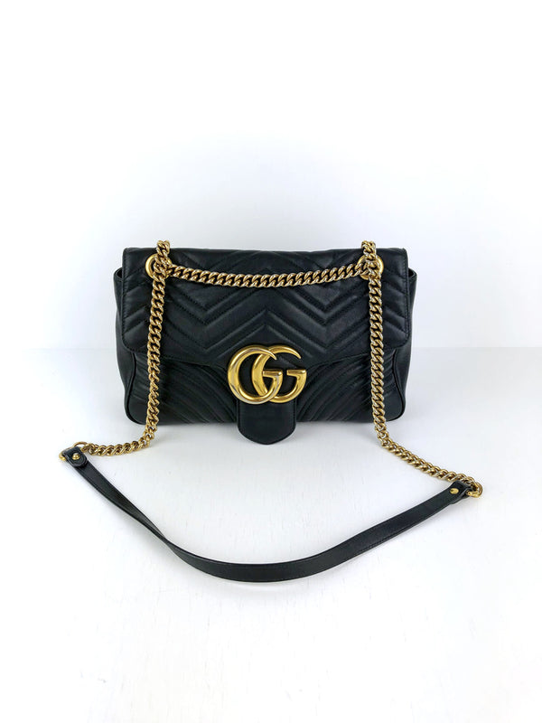 Gucci GG Medium Matelassé Taske Sort