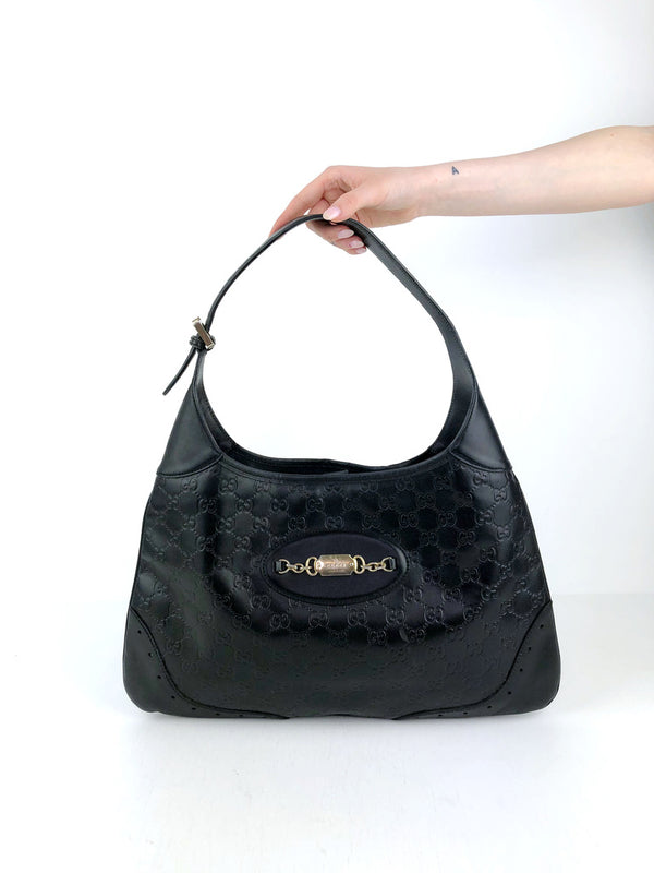Gucci Taske Sort - Guccissima Punch Hobo