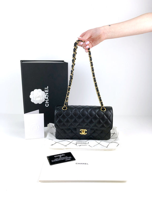 Chanel Small Classic Flap Bag - Sort Caviar