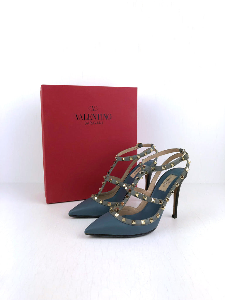 Valentino Rockstud Stiletter Blå - Str 40