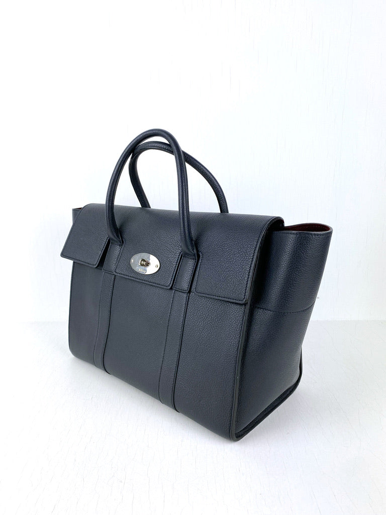 Mulberry Bayswater Bag - Mørkeblå Med Sølvhardware