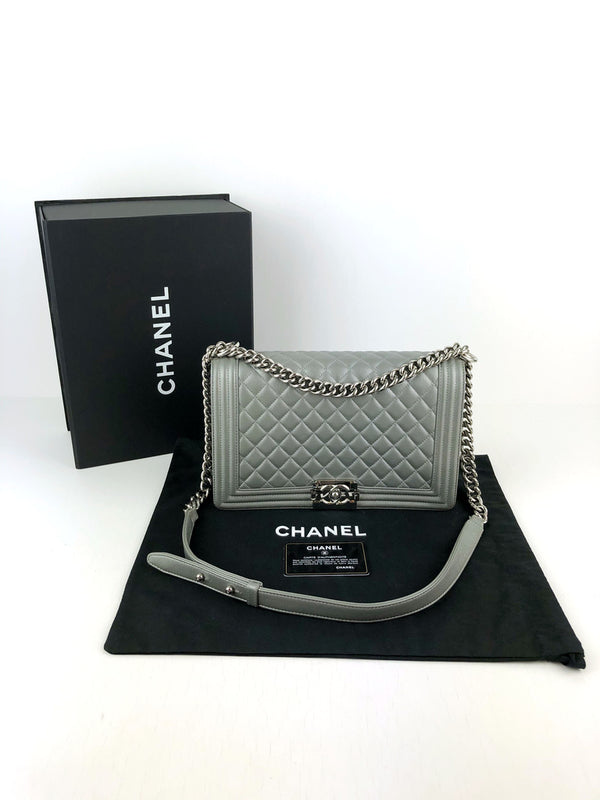 Chanel Large Boy Taske - Sølv