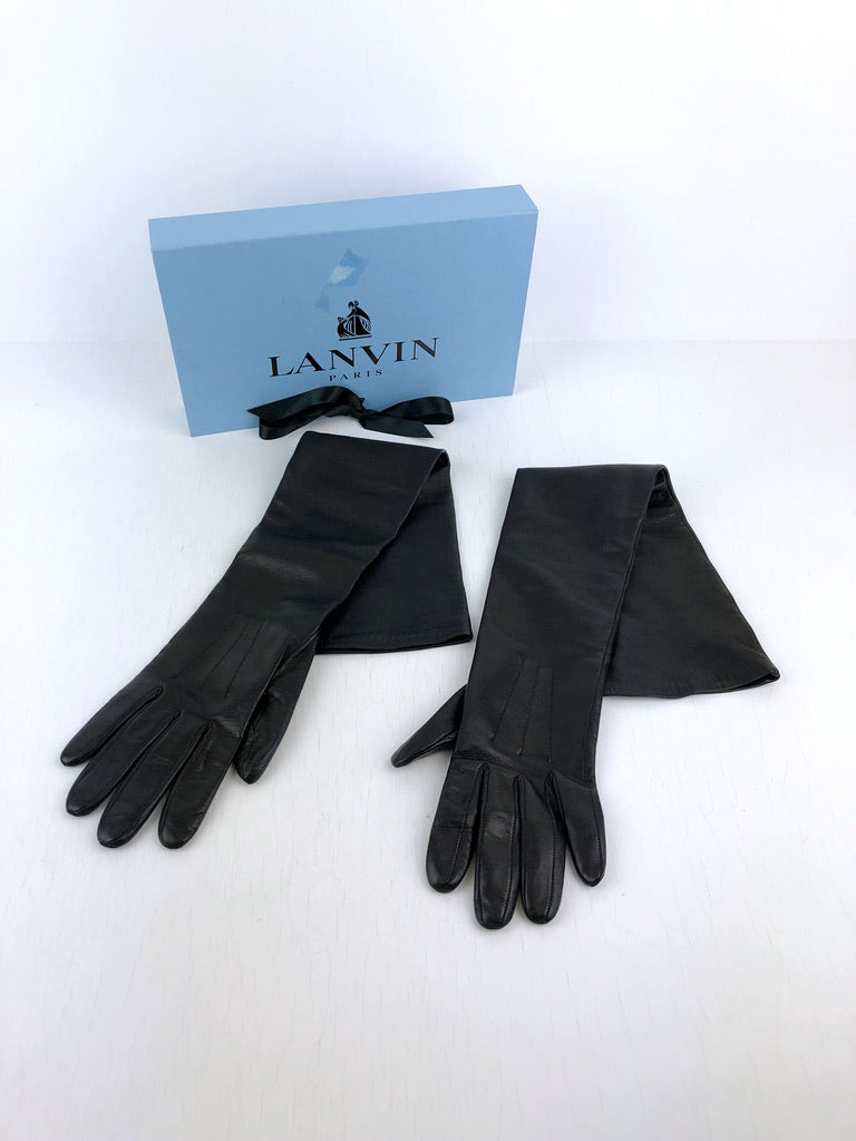 Lanvin Lange læderhandsker - Sort. Str. 7