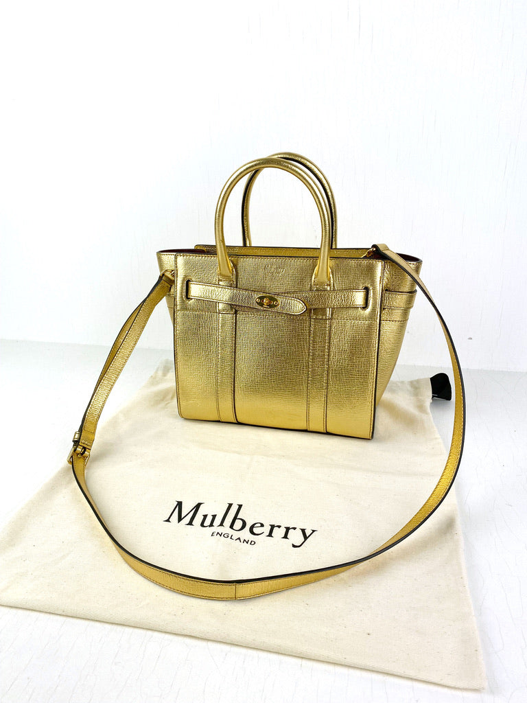 Mulberry Mini Zipped Bayswater - Guldfarvet (Nypris ca 10.250 kr)