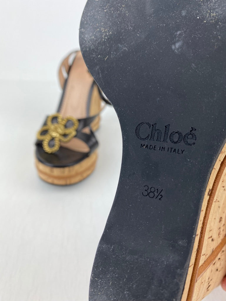 Chloè Sandaler med Kilehæl - Str 38,5