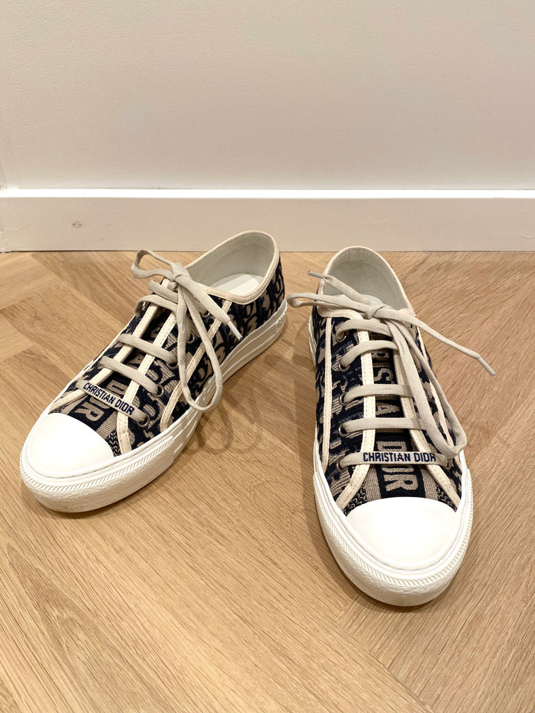 Dior Sneakers Deep Blue Dior Oblique Embroidered Cotton- Str 38