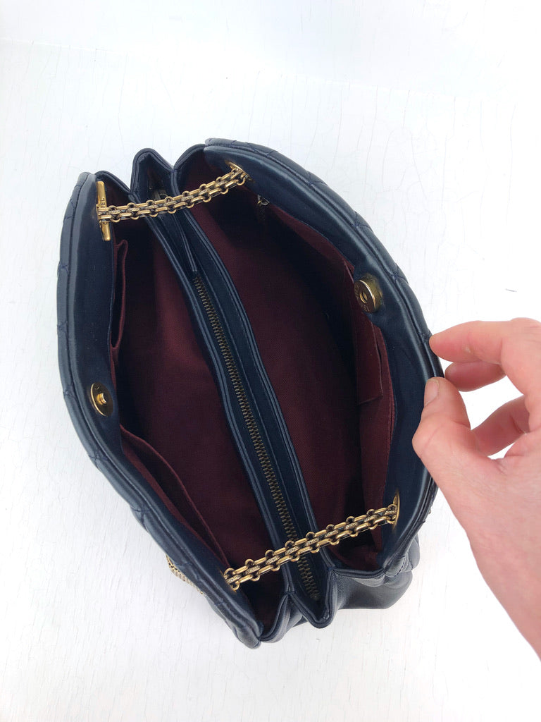 Chanel Mademoiselle Bowling Bag/Taske Mørkeblå