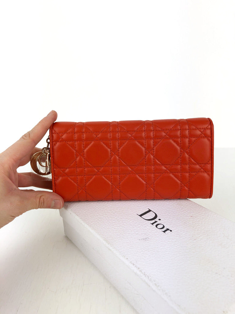 Lady Dior Long Wallet/Wallet On Chain - Orange