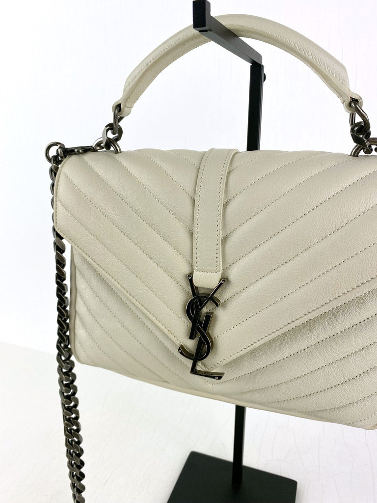 Saint Laurent Medium College Bag - White - (Nypris ca 16.500 kr)