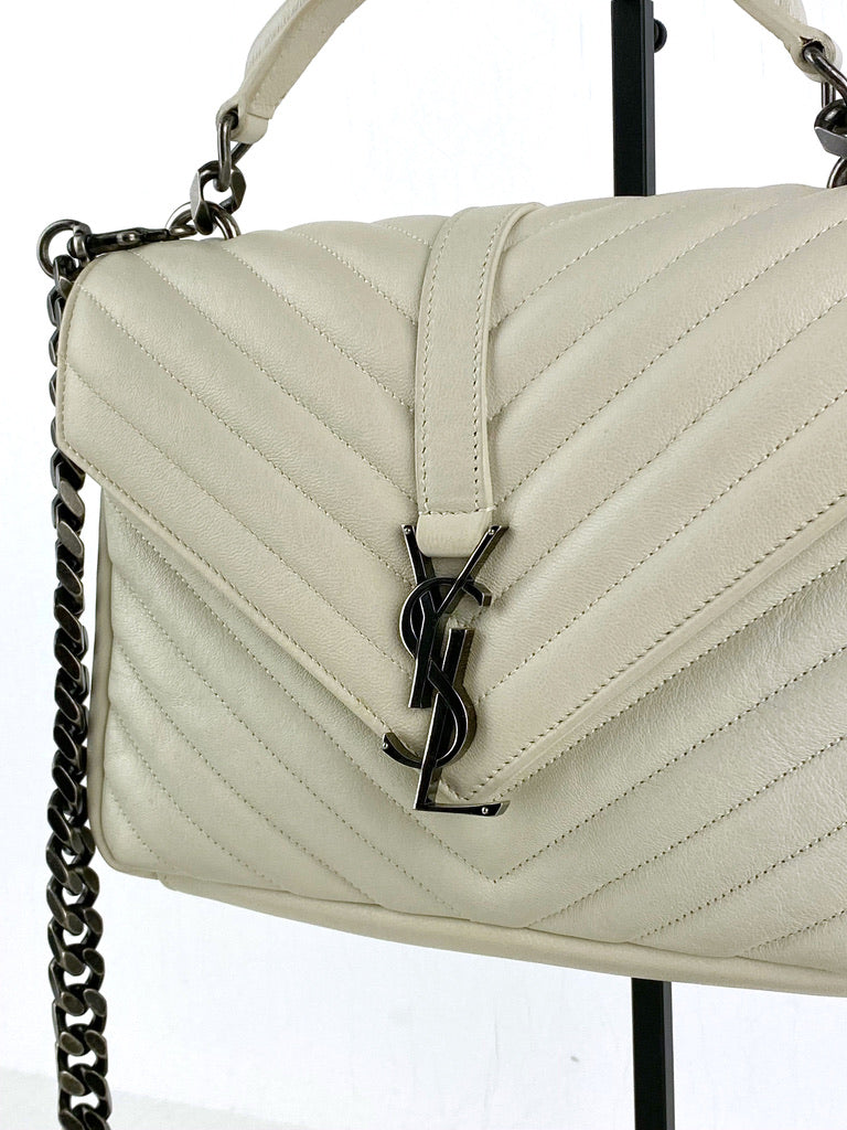 Saint Laurent Medium College Bag - White - (Nypris ca 16.500 kr)