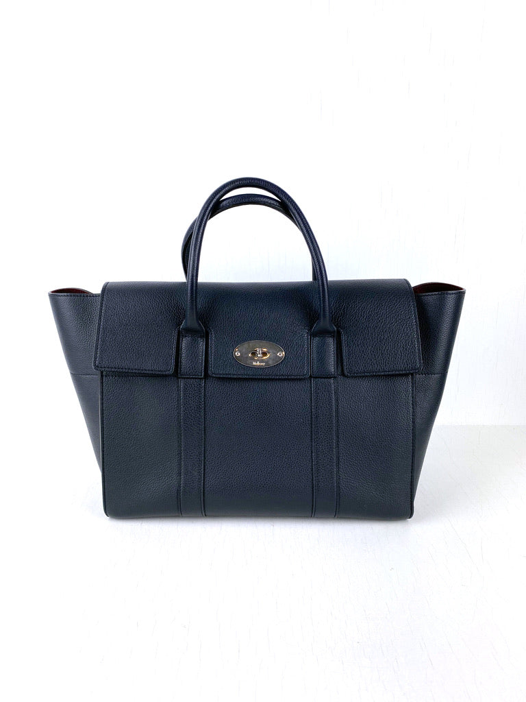 Mulberry Bayswater Bag - Mørkeblå Med Sølvhardware