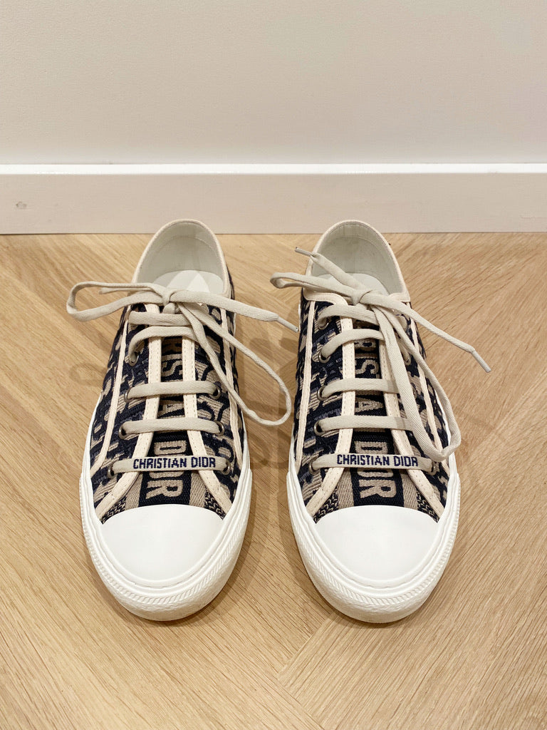 Dior Sneakers Deep Blue Dior Oblique Embroidered Cotton- Str 38