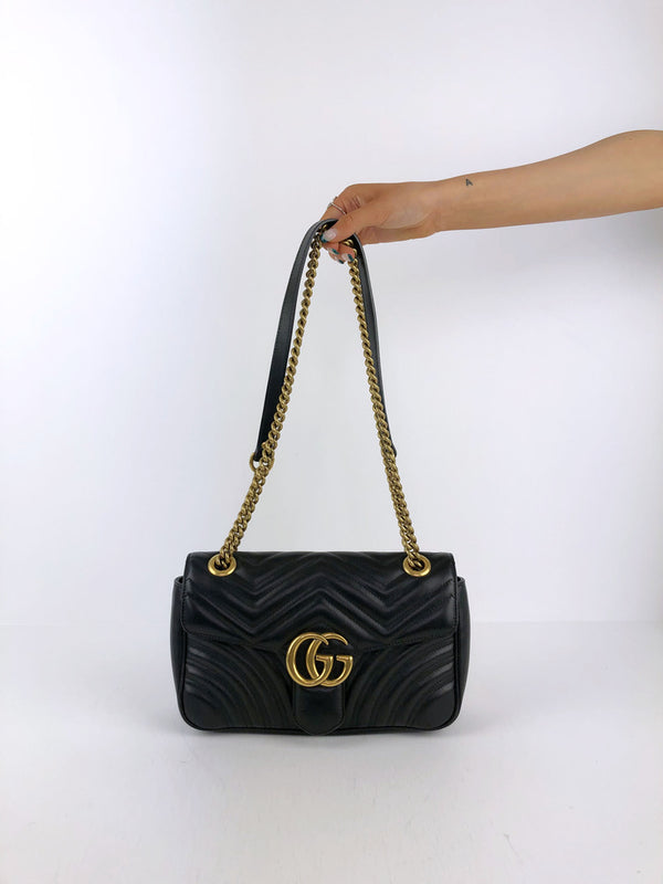 Gucci GG Small Matelassé Taske Sort