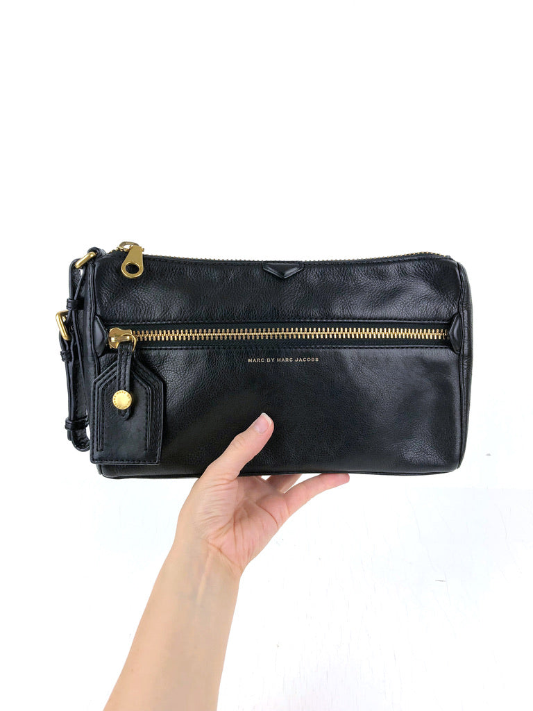 Marc By Marc Jacobs Stor Clutch - Sort læder